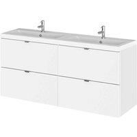 Hudson Reed Fusion Wall Hung 4-Drawer Vanity Unit Double Basin 1200mm White
