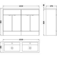 Hudson Reed Fusion 1200 Fs 4-door Vanity W Double Basin - Grey Woodgrain
