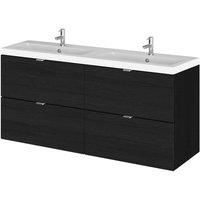 Hudson Reed Fusion Wall Hung 4-Drawer Vanity Unit Double Basin 1200mm black