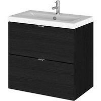 Hudson Reed Fusion Wall Hung 2-Drawer Vanity Unit Basin 600mm black