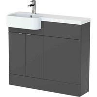 Hudson Reed Fusion 1000Mm Lh Combination Unit With Round Semi Recess Basin - Gloss Grey