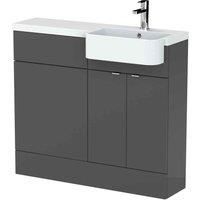 Hudson Reed Fusion 1000Mm Rh Combination Unit With Round Semi Recess Basin - Gloss Grey