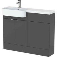 Hudson Reed Fusion 1100Mm Lh Combination Unit With Round Semi Recess Basin- Gloss Grey
