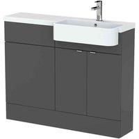 Hudson Reed Fusion 1100Mm Rh Combination Unit With Round Semi Recess Basin - Gloss Grey