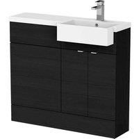 Hudson Reed Fusion 1000Mm Rh Combination Unit With Square Semi Recess Basin - Black Woodgrain