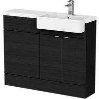 Hudson Reed Fusion 1100Mm Rh Combination Unit With Square Semi Recess Basin - Black Woodgrain