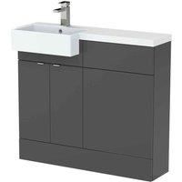 Hudson Reed Fusion 1000Mm Lh Combination Unit With Square Semi Recess Basin - Gloss Grey