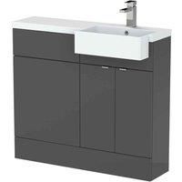 Hudson Reed Fusion 1000Mm Rh Combination Unit With Square Semi Recess Basin - Gloss Grey