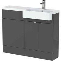 Hudson Reed Fusion 1100Mm Rh Combination Unit With Square Semi Recess Basin - Gloss Grey
