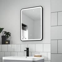 Nuie LQ701 Hydrus | Modern Bathroom Wall Hung Lit LED Touch Sensor Mirror with Built In Demister Pad, 700mm x 500mm, Black