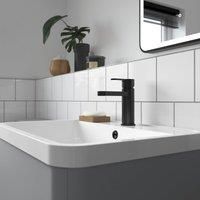 Nuie Kartell Fiuto Nero Matt Black Mono Basin Mixer Tap With Click Button Waste