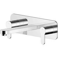 Nuie Arvan 3-Hole Wall Mounted Basin Mixer Tap with Plate - Chrome