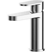 Nuie BIN305 Binsey Modern Bathroom Round Mono Basin Mixer Tap with Lever Handle and Push Button Waste, 160mm, Chrome