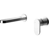 nuie BIN381 Binsey | Modern Bathroom Round Wall Mount 2 Tap Hole Basin Mixer Tap with Lever Handle (No Plate), 53mm, Chrome