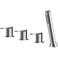 nuie BIN334 Binsey | Modern Bathroom Round Deck Mounted 4 Tap Hole Bath Shower Mixer Tap with Lever Handles (No Spout), 54mm, Chrome