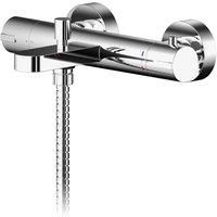 nuie BIN005 Binsey | Modern Bathroom Wall Mount Round Thermostatic Bath Shower Mixer Tap with Bottom Outlet (Excludes Shower Kit), 50mm x 264mm, Chrome
