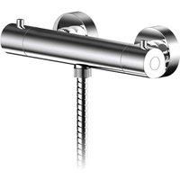 Nuie BIN503 Binsey Modern Bathroom Wall Mount Round Thermostatic Bar Valve with Bottom Outlet, 55mm x 275mm, Chrome