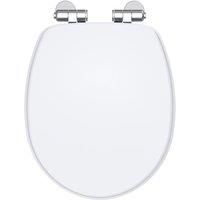 Traditional Soft Round Closing Wood Toilet Seat White Quick Release Bathroom Loo
