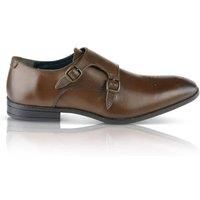 Silver Street Kramer Mens Brown Brogue Monk Buckle Leather Shoes