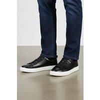 Silver Street Holden Mens Black Casual Lace Up Smart Leather Trainers