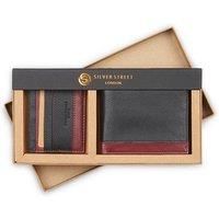 Silver Street London Men/'s Turin Genuine Leather and RFID Card Holder Wallet Gift Set (Red)