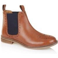 Silver Street London Zoey Premium Leather Womens Boots Brogue Comfortable Lightweight Chelsea Boots, Tan, UK 8