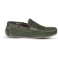 Silver Street London Mens Lagonda Slip on Formal Casual Suede Leather Loafer Moccasin Shoes, Green, 9