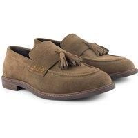 Silver Street London Men's Charleston Premium Suede Leather Casual Tassel Loafers in Light Brown | Size: 11