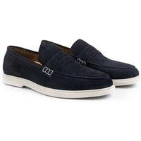 Silver Street London San Nicola Premium Suede Loafers for Men Extra Padded Breathable Mens Casual Shoes Comfortable Moccasins Slip On Flats, Navy, UK 8