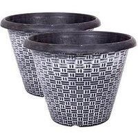 Pair of 13' White-Washed Wicker Effect Planters