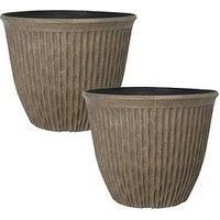 YouGarden Pair of Brooklyn Faux Rock Planters 15/'/' Containers for Patio Flowers