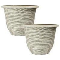 YouGarden Pair of Parker Planters 30CM Washed Taupe Garden Containers for Plants