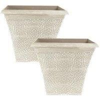 YouGarden Pair of April Powdered Beige Grey Square Planters 14.5/'/' Containers For Flowers