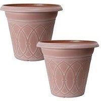 YouGarden Pair of Durham Cloudy Terracotta Planters Containers for Garden Flowers