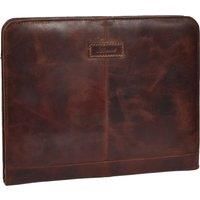 Leather Folio Case Portfolio Detachable Ring Binder Documents Holder Brown