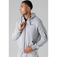 Firetrap Mens Hoodie Zip Up Plain Fleece Sweatshirt Polycotton Full Zip Gym Jacket Top with Hood – Casual Outdoor Fitness Zipper Hoody for Men Grey L