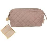 Quilted Cosmetic Bag Toiletry Pouch Travel Organiser Makeup Storage Small Brown