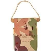 Wanderflower Exfoliating Body Brush & Luxurious Skin-Softening Body Scrub Duo Wild Rose Scent