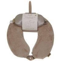 Travel Neck Pillow & Eye Mask Set Grey Plush U-Shaped Support Comfy Ergonomic