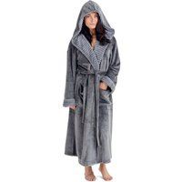 CityComfort Ladies Dressing Gown Fluffy Super Soft Hooded Bathrobe for Women Plush Fleece Perfect for Spa Gym Loungewear Extra Long Robe (S, Charcoal)