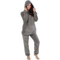 Pyjamas for Women Girls Ladies PJ's Comfy Snuggle Warm Fleece Twosie Pajama Set | Pyjama Flannel Shorts or Bottoms Set Lounge Wear for Women (L, Charcoal)