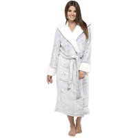 CityComfort Dressing Gown Women with Hood - Luxurious Fluffy Ladies Dressing Gown in Super Soft Fleece Grey for Women, Gifts for Mum (L, Grey)