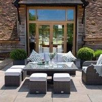 8 Seater Rattan Outdoor Garden Dining Sofa Set Rising Table Grey Primrose Living