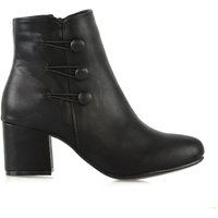'Ruth' Low Mid Block Heel Button Tie Ankle Boots With Zip Fastening
