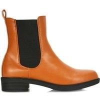 'Rachel' Low Flat Block Heel Ankle Chelsea Boots With Round Toe