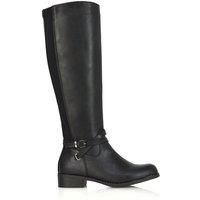 Womens Below The Knee Boots Ladies Stretch Low Block Heels Buckle Zip Bootie 3-8
