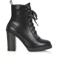 Womens Chelsea Boots Ladies Ankle High Block Heel Platform Lace Up Biker Booties