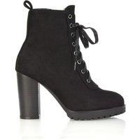 'Ariel' Lace up High Block Heel Zip-up Biker Ankle Boots