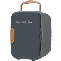 Russell Hobbs RH4CLR1001SCG 4L/6 Can Mini Portable Cooler & Warmer for Drinks, Cosmetics/Makeup/Skincare, AC/DC Power, Scandi Style, Grey & Wood Effect, For Bedroom, Home, Caravan, Car