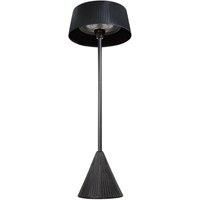 Lowry LFPTH5 2.1KW Freestanding 210cm High Outdoor Black Electric Graden Patio Heater with 3 Heat Settings, Halogen Heating Element, Touch & Remote Control, Fabric Shade